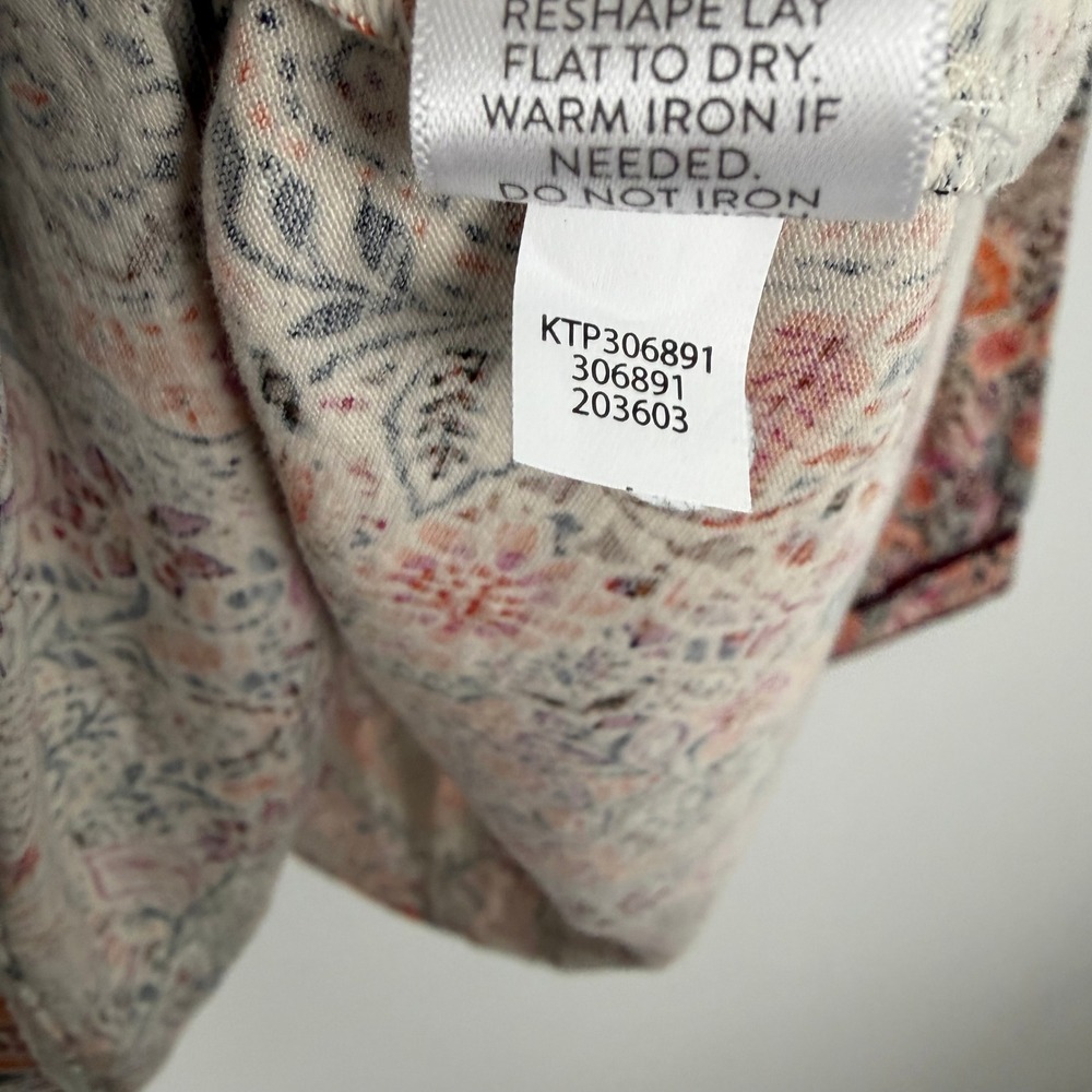 J.Jill Velvet Contrast Trim Top Floral Multicolor Festive Shirt Paisley Size XL - Picture 7 of 8